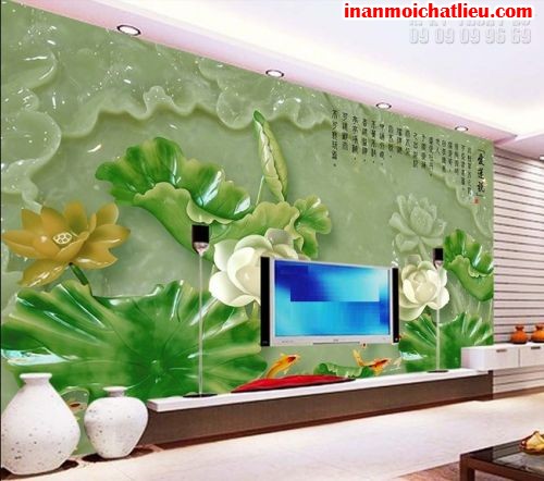 In tranh dán tường giả ngọc với đa dạng các chất liệu khác nhau