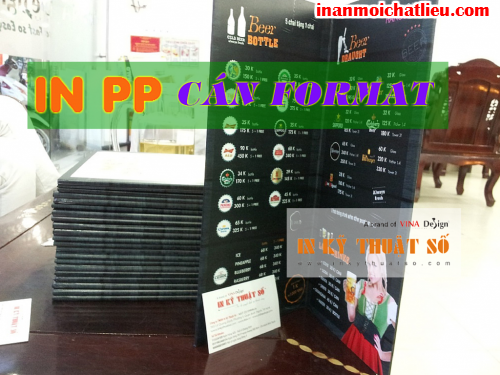 In PP cán format làm menu kiểu mới tại Công ty TNHH In Kỹ Thuật Số - Digital Printing